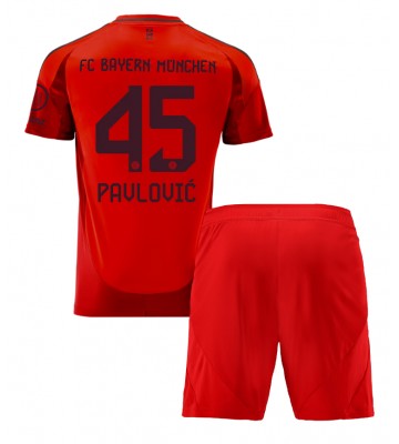 Bayern Munich Aleksandar Pavlovic #45 Primera Equipación Niños 2024-25 Manga Corta (+ Pantalones cortos)